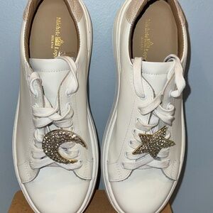 Michele Lopriore White Sneakers with Gold Accents NEW WITHOUT TAGS
